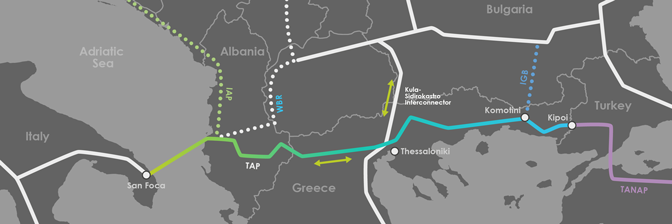 Projet TAP Trans-Adriatic Pipeline - Trajet du pipe détaillé